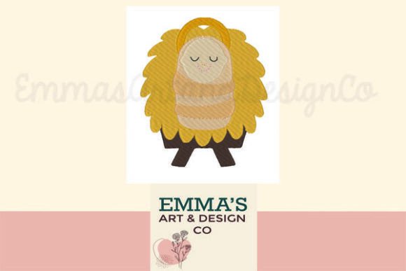Baby Jesus in Manger: A Heartwarming Embroidery Design