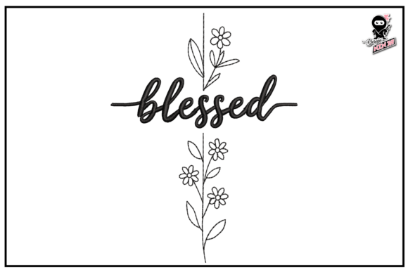Blessed Floral Christian Cross Embroidery