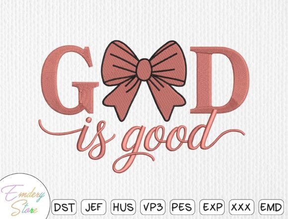 God is Good Bow: A Charming Embroidery Design