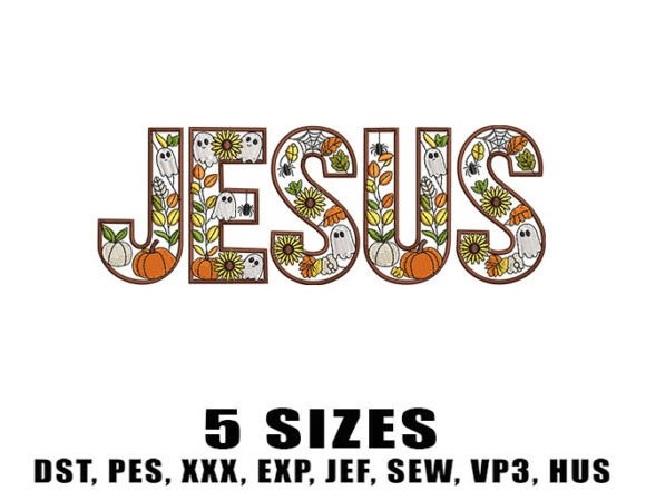 Halloween Jesus Embroidery Design: A Festive Blend