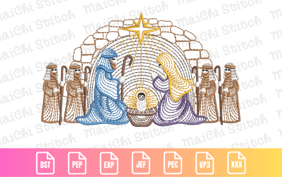 Nativity Scene: A Heartwarming Embroidery Design