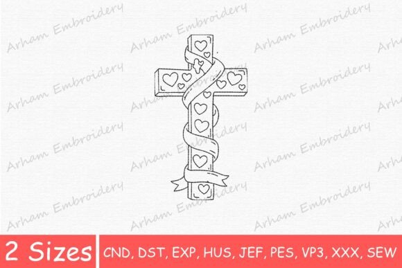Reviewing the Christian Heart Cross with Ribbon Embroidery Design